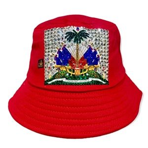 Haiti Code Of Arms Bucket hat with Crystals and Rhinestones